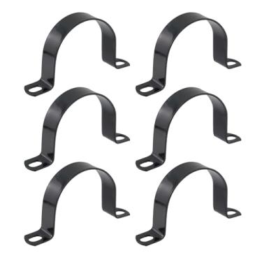Imagem de Wealrit 6 peças de alça de tubo de aço inoxidável U suporte de grampo de tubulação de conduíte, suporte de fixação, clipe de tensão de alça de tubo kit sortido de gancho de dois furos resistente - 60