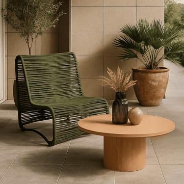 Imagem de Poltrona Lotus Jardim Varanda Gourmet Moderrna Luxo Aluminio e Corda Náutica para Área Externa com Sapatas Niveladoras