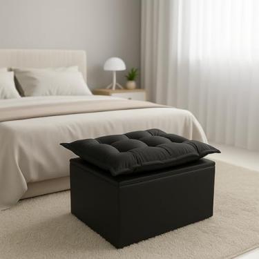 Imagem de Puff Baú Opala Decorativo Organizador Quarto Infantil Bela Móveis (Preto)