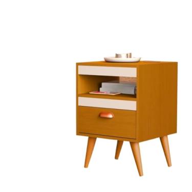 Imagem de Kit 2 mesas de cabeceira com pés e gavetas com criação de 2 unidades(Ype Off White)