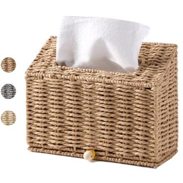 Imagem de Unjumbly Capa de caixa de toalha de mão, projetada para toalhas de mão descartáveis Kleenex, caixa de lenços de papel para banheiro, lavabo, quarto (marrom)