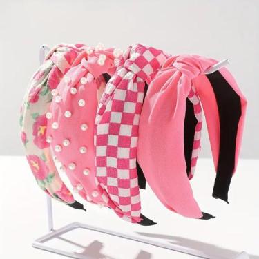 Imagem de Tiaras Huachi Hot Pink para mulheres e meninas, 4 pacotes com estampa 