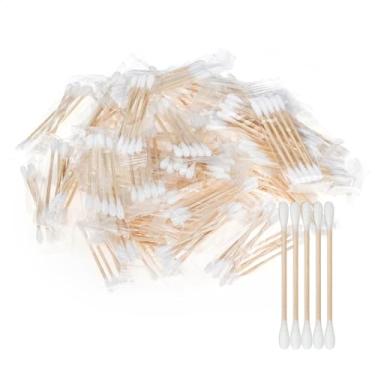 Imagem de Cotonetes de algodão a granel, tamanho de viagem, cotonetes de algodão embalados individualmente. Ideal para limpeza de orelhas, aplicação de maquiagem, hotéis e viagens (5 cotonetes por pacote, 300