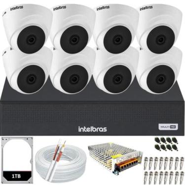 Imagem de Kit Intelbras 8 Câmeras de Segurança 1120d Dome Ir 20m Dvr 8ch Mhdx Hd