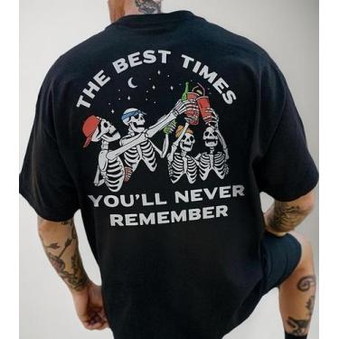 Imagem de Camiseta Oversized Grafic Letter Streetwear Academia Caveira - crushed