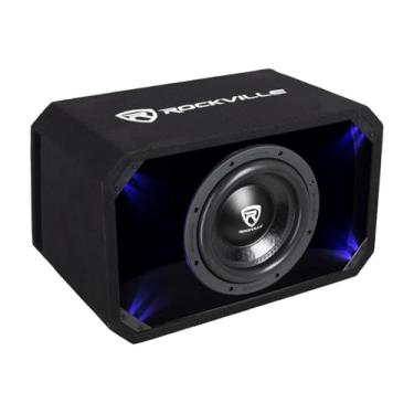 Imagem de Rockville SV10K6D2 Subwoofer de carro K6 25.4 cm 2000W K6, 2-Ohm | Gabinete Plexi em caixa MDF ventilada, LED azul/branco selecionável