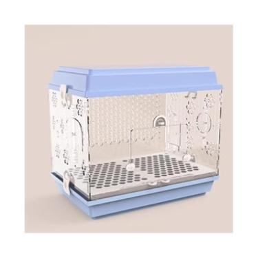 Imagem de Gaiola de pássaro gaiola de papagaio transparente de acrílico grande ornamental chassi removível fácil de limpar ninho de pássaro (azul)