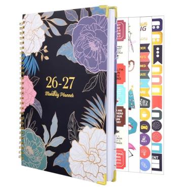 Imagem de Agenda mensal 2026-2027, calendário de 24 meses, janeiro de 2026 a dezembro de 2027, calendário mensal com elástico, bolso interno para material de escritório escolar em casa, flor azul