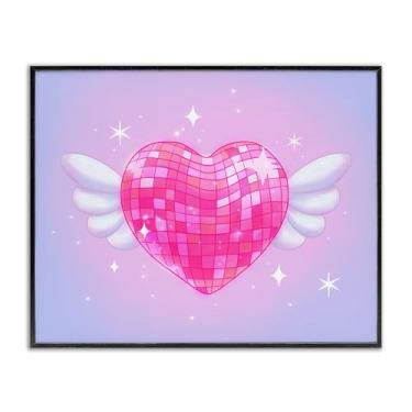 Imagem de Stupell Industries Disco Heart with Wings Arte giclée emoldurada preta, design por Stephanie Sanchez, 28 x 35 cm