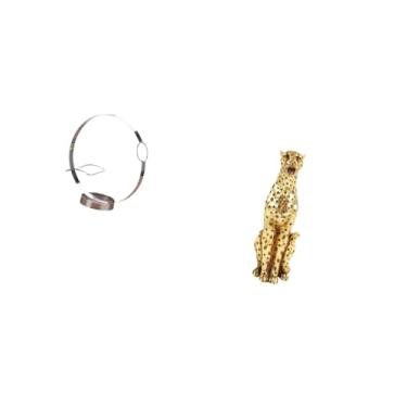 Imagem de Fenteer Suporte para Garrafas de Vinho de Ferro E Escultura de Animal de Chita Dourada, Peça Central de Mesa Decorativa para Decoração de Escritório E Casa, O