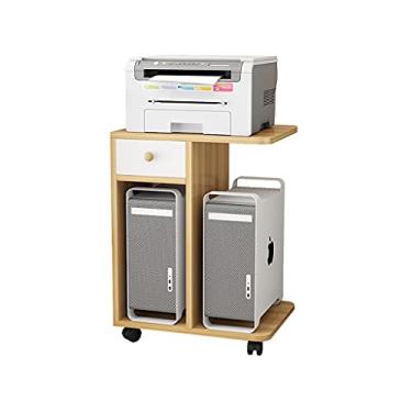Imagem de Suporte de PC Suporte de CPU Moldura Principal de Mesa Suporte de Impressora Rack de Piso com Polia Suporte de Caixa Principal Carrinho de Torre Móvel Suporte de Madeira (Tamanho Latão)