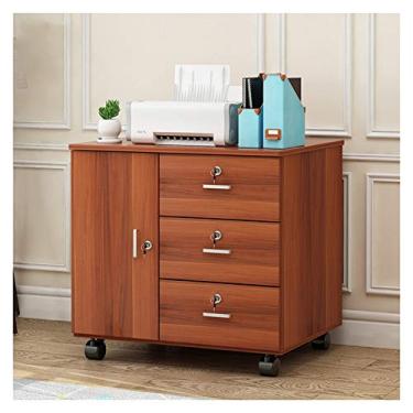 Imagem de Suporte para PC, suporte móvel para CPU, suporte de chão para impressora de madeira, armário de armazenamento com gaveta, capa para PC de mesa, suporte de torre, carrinho com 4 rodas giratórias (cor