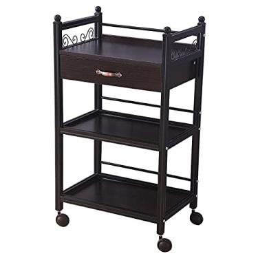 Imagem de Suporte de impressão Suporte de impressora móvel carrinho de impressora em rodas de 360° com gaveta de armazenamento de madeira organização de armazenamento sob a mesa suporte de impressora para mesa