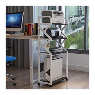 Imagem de SUNESA Suporte de impressão móvel escritório casa 4 camadas suporte de impressora rack de armazenamento multiuso organizador de chão prateleira de armazenamento armário móvel sobre rodas mesa de