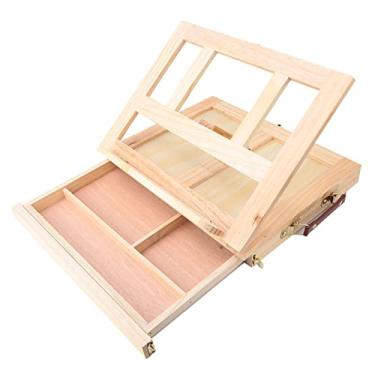 Imagem de ZJchao Cavalete de Arte, Cavalete de Mesa de Madeira de Pinho Com Gaveta para Pintura Ao Ar Livre