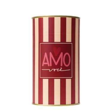 Imagem de Lata Para Ovo De Páscoa Rígida Listrada 350G Amo Você Embalagem para Ovo de Páscoa LLA