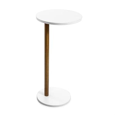 Imagem de Mesa Lateral, Mesinha de Canto para Sala, Mesa de Apoio Lateral Sofá Redonda Mdf Branco, 73×70×35cm(Verniz)