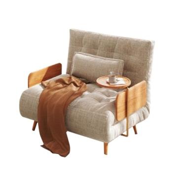 Imagem de Sofá-cama dobrável Sofá-cama de madeira dobrável, sofá-cama para sentar e dormir com bandeja encosto ajustável, cadeira conversível moderna, otomano multifuncional(79cm)