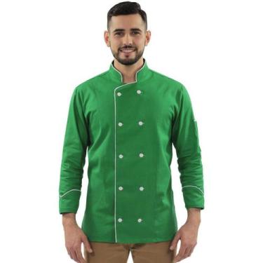 Imagem de Dólmã Para Chef De Cozinha 100% Algodão Unissex Cor Verde Vegano Gambu