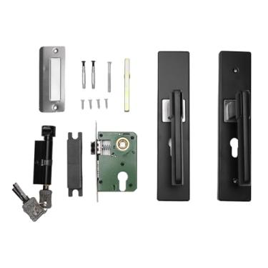 Imagem de Maçaneta interna da porta com chaves de bloqueio, manopla silenciosa com rolamentos, alavanca de porta de liga de alumínio para banheiro, quarto, preta