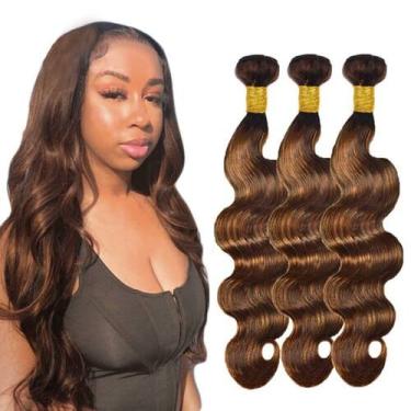 Imagem de Pacotes de cabelo ZevPiul Highlight Brown Body Wave 3x 40cm 8A