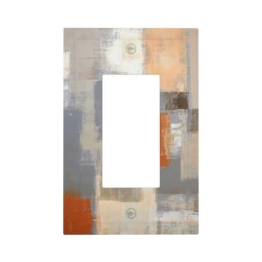 Imagem de Capa de interruptor de luz de balancim único marrom e bege arte abstrata 1 capa de tomada decorativa Gfci placa elétrica de parede dimmer para decoração de casa