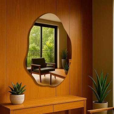 Imagem de Espelho Corpo inteiro Orgânico grande Decorativo Banheiro Sala Quarto 