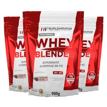 Imagem de 3x whey blender concentrado chocolate 900g hf suplementos