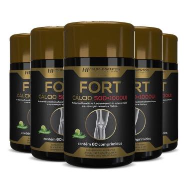 Imagem de 5X Fort Calcio 500+1000Ui Hf Suplementos Premium 60 Comps
