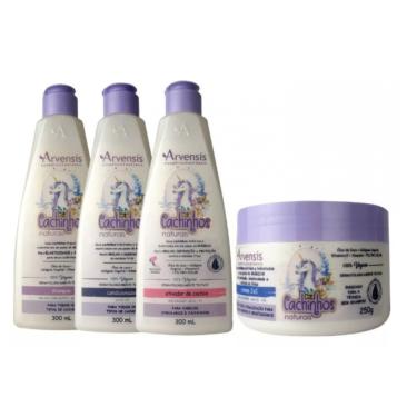 Imagem de Kit Arvensis Cachinhos Shampoo Condicionador Ativador Ondulado Creme 2x1