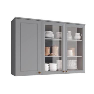 Imagem de Aéreo 120 cm 03 Portas de Vidro Americana Cinza - Henn