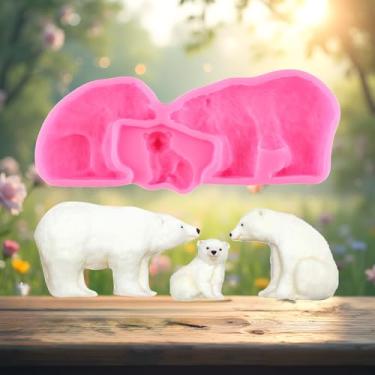 Imagem de Molde de silicone da família urso polar, fondant, moldes de chocolate para decoração de bolos de açúcar, topo de cupcake, pasta de goma, doces e argila de polímero
