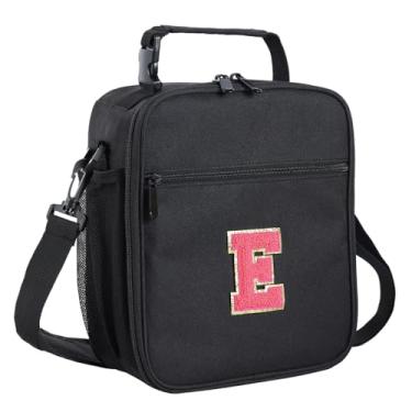 Imagem de ELEFOCUS Lancheira com isolamento inicial para trabalho feminino/masculino, lancheira personalizada com monograma com alça de ombro ajustável para adolescentes adultos/preparatório, presente de
