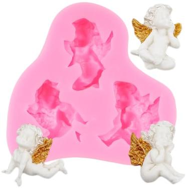 Imagem de Angel Baby Molde de silicone para decoração de bolos para decoração de bolo de festa de bebê, enfeite de cupcake, doces, chocolate, polímero, argila, pasta de goma