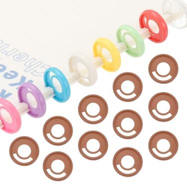Imagem de Discos de encadernação redondos de plástico de 28 mm de 2,8 cm, 22 peças de discos de expansão de disco, caneta inserível, anéis redondos para fichário para agenda de caderno DIY, marrom