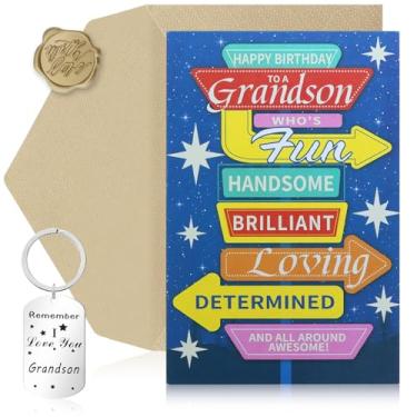 Imagem de Duduboy Cartão de aniversário Granddaughter Grandson, cartolina grossa com envelope premium (neto)