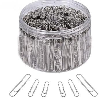 Imagem de 1 caixa com 700 clipes de papel prateados - 28 mm (450 peças), 33 mm (200 peças), 50 mm (50 peças), material de escritório durável e versátil para organizar documentos, escola e uso doméstico