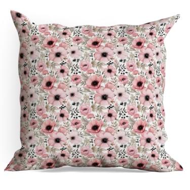 Imagem de Capas de almofada de flores cor-de-rosa, pacote com 18 x 18 cm de capas de almofada florais vintage para sala de estar, casa de fazenda, quarto, cadeira, cama, assento de carro, decoração de almofada