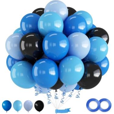 Imagem de 30 balões de festa azuis e pretos de 30 cm para aniversário, casamento, formatura, ano novo, aniversário, decoração de festa de videogame