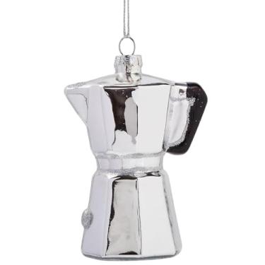 Imagem de Enfeites de Natal pendurados, enfeites de árvore de Natal soprados de vidro 2025, decorações de árvore de Natal azul, presentes engraçados e decoração de casa, (prata para máquina de café)