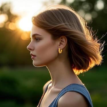 Imagem de Brincos de argola cruzados texturizados dourados femininos de aço inoxidável para uso casual e formal, 13mm*14mm, Aço inoxidável, Sem pedra preciosa