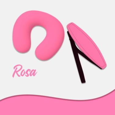 Imagem de Kit Almofada de pescoço e Faixa Apoio Suporte Cabeça de Bebê Cadeirinha Carro (Rosa)
