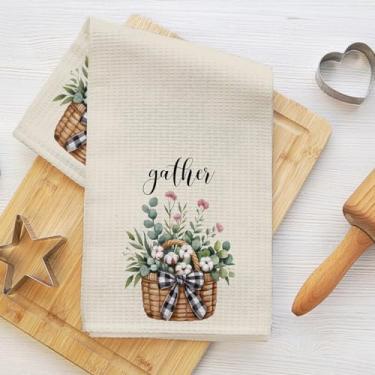 Imagem de Cesta de flores artísticas, toalhas de cozinha, toalha de chá macia absorvente, panos de prato de waffle para cozinha, banheiro, sala de estar, casa, presentes de inauguração de casa para mulheres mãe