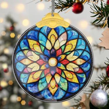 Imagem de Enfeites de Natal, flores de cristal, enfeites de árvore de Natal feitos à mão, decoração de carro e casa - presentes de Natal, decoração de artesanato em acrílico, ideias de troca de presentes para