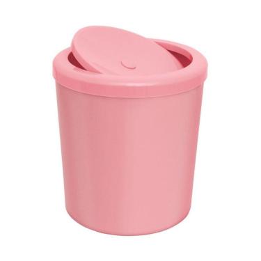 Imagem de Lixeira Com Tampa Basculante Para Banheiro Cozinha 5litros Haus - Rosa