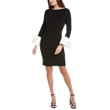Imagem de Adrianna Papell Vestido curto feminino com detalhe de punho, Preto, 50