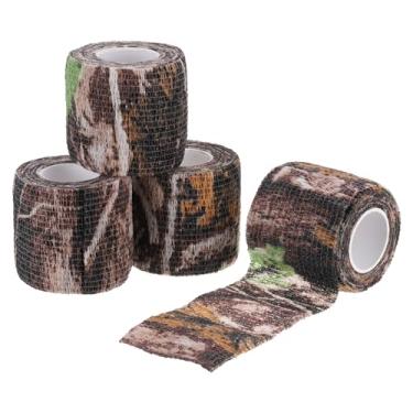 Imagem de Fita camuflada de 5 cm x 4,5 m, 4 rolos de fita de camuflagem autoadesiva para caça, escalada, lanterna, câmera externa, madeira morta