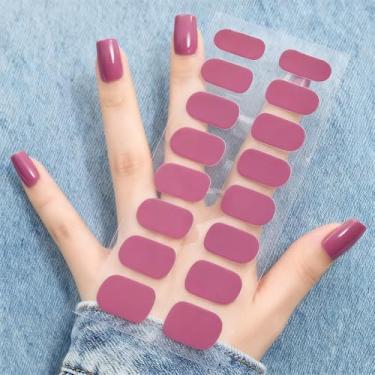 Imagem de Kit de tiras de unhas de gel semicuradas, funciona com lâmpadas UV/LED, qualidade, longa duração, fácil de aplicar e remover, envoltórios de unhas para casa e salão de beleza - 32 peças, 2 almofadas