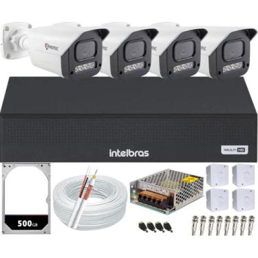 Imagem de Kit 4 Câmeras Full Color C/Áudio Dvr Intelbras 4ch 500GB
