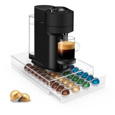 Imagem de Jumyee Organizador de cápsulas de café acrílico – Gaveta de armazenamento transparente de 40 cápsulas de café para bancada, suporte de cápsulas para Keurig, K-Cup, máquinas de café expresso